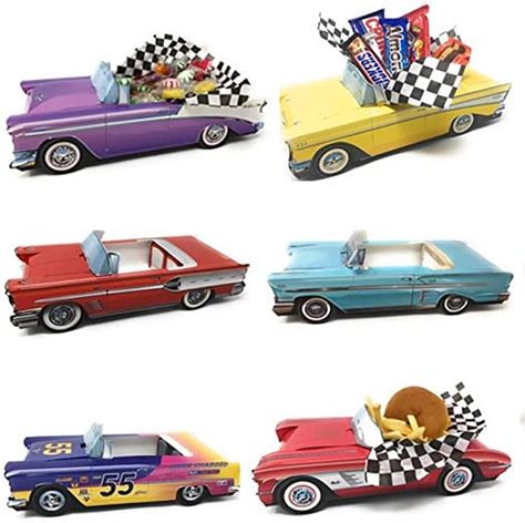 Classic Car Birthday Party Ideas, Chevy Themed Birthday Party, Car Themed Party Favors, Classic Car Themed Birthday Party, Classic Car Birthday Party, Car Party Food, Classic Car Party, Papas Birthday, Party Food Boxes