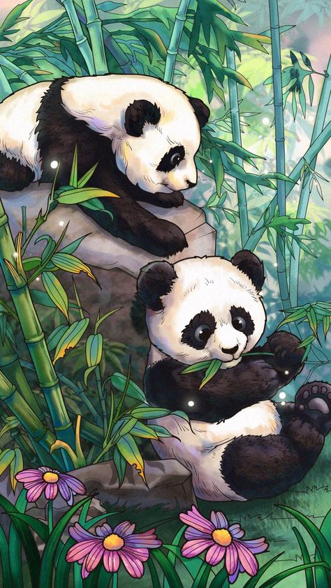 Nature Drawing On Canvas, Panda Oil Pastel, Drawing Ideas Nature Colour, Animal Drawings Colour, Wild Animals Drawing Sketch, Senary Drawing Painting, Senary Painting Art, Panda Wall Painting, Zoo Illustration