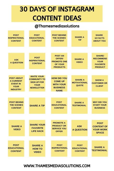 Looking for Instagram content ideas for your business or brand? Get 30 days worth of Instagram content ideas to help you post on Instagram. - Instagram Marketing ideas #InstagramMarketing 30 Day Instagram Post Ideas, 30 Days Instagram Content For Business, 30 Days Post Instagram, Instagram Post Ideas For Fitness, Instagram Post Schedule Business, 30 Days Of Content For Business, Content Planner Instagram Business, Planning Instagram Content, Fitness Influencer Instagram Posts