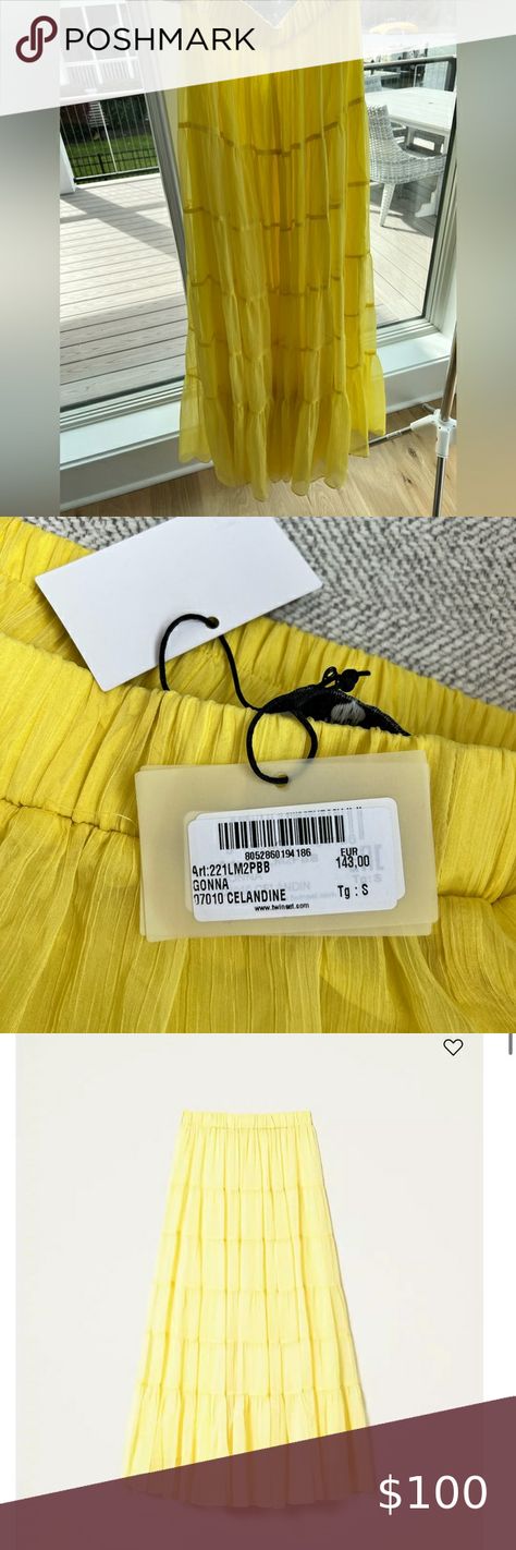 Twinset Milano Yellow Long Flounce Skirt Twinset Milano, Flounce Skirt, Twin Set, Dress Es, Dresses Skirts, Buy And Sell, Plus Size, Skirt, Yellow