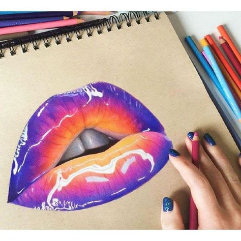 Prismacolor Drawing, Desen Realist, Prismacolor Art, Colored Pencil Artwork, Lips Drawing, Pencil Art Drawings, Coloured Pencils, Dessin Adorable, Color Pencil Drawing