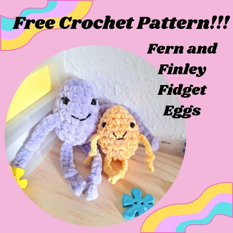 Free crochet pattern in saveable form to make it easier for you all to make 😉 The great thing about these chocolate egg alternatives is that they double as a fidget toy! Arms and legs can be pulled through the eggs to fiddle with and it's a completely silent fidget toy What's more they are super cute! Can you imagine the look on little ones faces when they find these on their egg hunt A toy, a treat AND (because it wouldn't be Crocreate otherwise) a quick make for that instant crochet grati... Free Crochet Fidget Toys, Crochet Egg Pattern Free, Crochet Pop It Fidget Pattern Free, Crochet Stim Toy, Crochet Fidget Toys Pattern, Free Crochet Fidget Pattern, Free Crochet Fidget Toy Patterns, Sensory Crochet Patterns, Fidget Toy Crochet