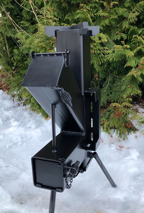 Rocket Stove Camping Stove Survival Wood Stove 301612 - Etsy Rocket Oven, Rocket Stove Plans, Pellet Fireplace, Survival Stove, Diy Rocket Stove, Rocket Stove Design, Wood Fire Pit, Rocket Stove, Industrial Bar Stools