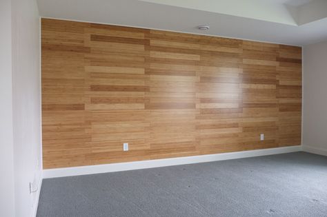 Bamboo Flooring on the wall! Wood Focal Wall, Bamboo Accent Wall, Bamboo Wall Covering, Diy Bamboo, Zen Den, Hawaiian Homes, Focal Wall, Basement Walls, Bamboo Wall