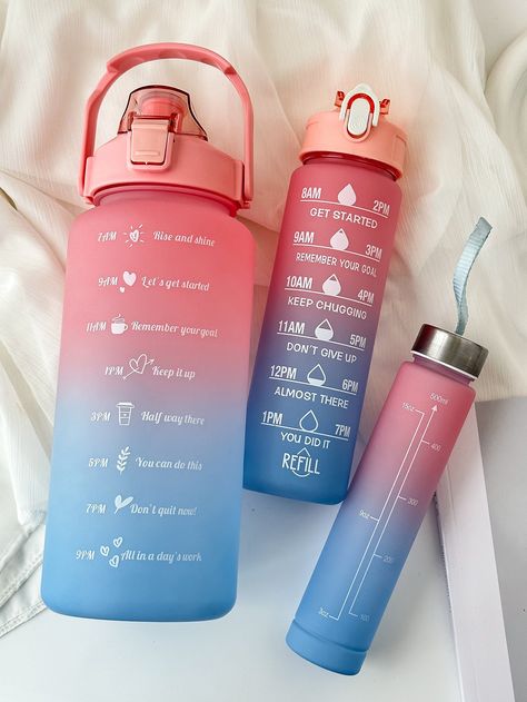 Pink  Collar  PC   Embellished   Sports & Outdoor Accessories Cute Water Bottles For School, Cute Water Bottles Aesthetic, Water Bottles Aesthetic, Aesthetic Bottle, Aesthetic Supplies, Sipper Bottle, Motivational Bottle, Bottle For School, Fancy Water Bottles