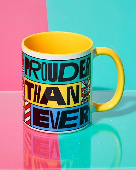 Merchandise Ideas Products, Mug Graphic Design, Mug Design Ideas, Pride Products, Creative Mug, Rainbow Explosion, Merchandise Ideas, Branding Tools, Studio Visit