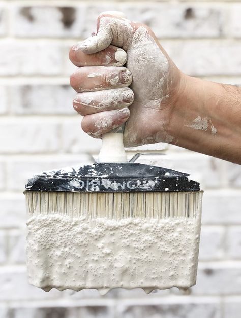 You searched for limewash | Noting Grace Cristallo White Limewash, Limewash Brick Exterior, Painting Bricks, Lime Wash Brick, Brick Repair, Lime Wash, Limewash Paint, Brick Exterior, Brick Exterior House