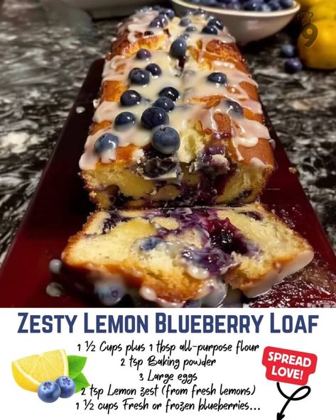 Cake Mix Cobbler, Blueberry Loaf Cakes, 3 Ingredient Cakes, Lemon Blueberry Loaf, Blueberry Loaf, Sweet Bakes, Icing Recipes, Lemon Blueberry Bread, Lemon Loaf