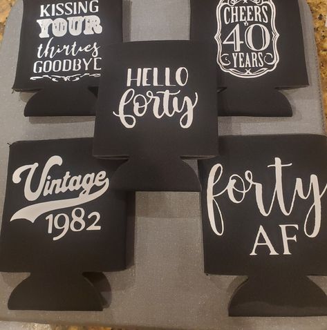 40th Koozie Ideas, 40th Birthday Coozie Vinyl Ideas, 40th Birthday Koozies For Men, 40th Birthday Koozies, 50th Birthday Koozies, Birthday Nashville, 40th Birthday Favors, Birthday Koozies, 40th Bday Ideas