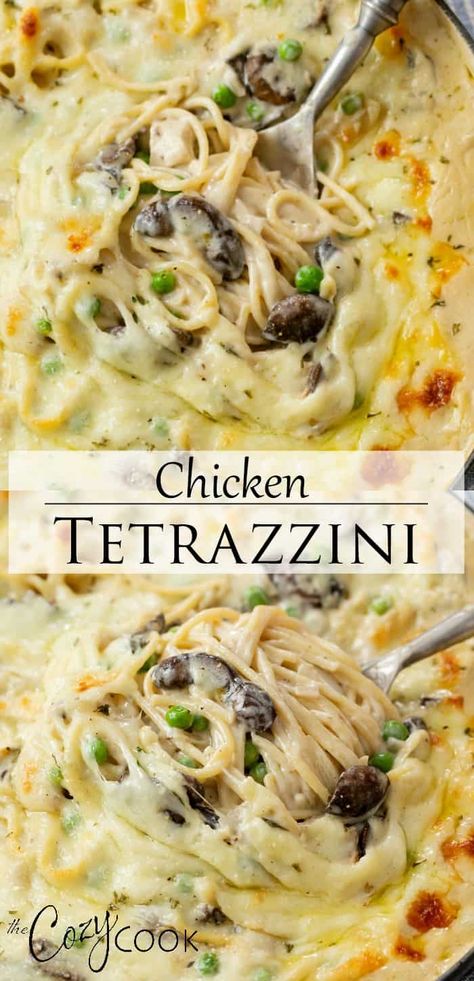 Comfort Food Recipes Chicken, Chicken Tetrazzini Bake, Classic Chicken Tetrazzini, Diced Chicken Dinner Recipes, Easy Dinner With Cream Cheese, Chicken Tetrazzini For Two, Chicken Tetrazzini Egg Noodles, Chicken Tetrazzini Casserole Easy, Easy Chicken Tettrazini