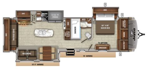 2020 Eagle Travel Trailers 330RSTS | Jayco, Inc. Jayco Camper Trailer, Trailer Floor Plans, Jayco Travel Trailers, Jayco Rv, Travel Trailer Floor Plans, Camper Flooring, Rv Floor Plans, Tv Options, Trailer Life