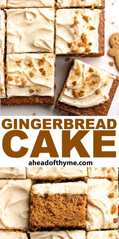 Gingerbread Cake Gingerbread Cake From Box Cake, Ginger Bread Cake Decoration, Gingerbread Snack Cake, Ginger Cake Christmas, Gingerbread Spice Cake, Gingerbread Sheet Cake, Gingerbread Birthday Cake, Porch Bakery, Easy Gingerbread Cake