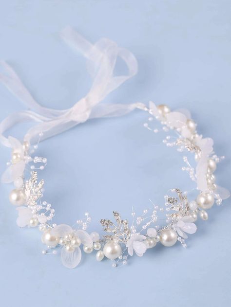 Diy Hair Accessories Ribbon, Bridal Headwear, Floral Halo, Headband Tiara, Bride Hair Accessories, Fancy Hairstyles, Ribbon Hair, Bridal Hair Pins, Leaf Decor