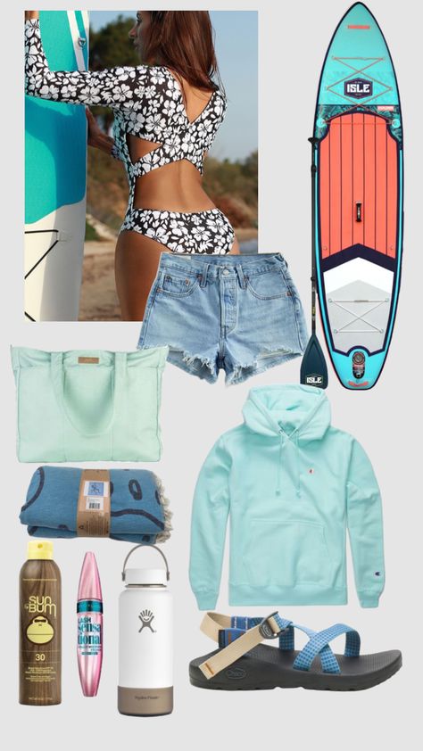 #summerday #thinkingofsummer #wishingforwarmerweather #cute #outfitinspo #beach #beachvibes #vibes #beauty #paddleboard #chacos #swimwear Paddleboarding Outfit, Paddle Boarding Outfit, 23 Style, Paddle Surf, Paddle Surfing, Summer Lovin, Summer Feeling, Girly Stuff, Paddle Boarding