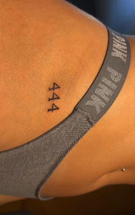 Dainty 777 Tattoo, Sternum Angel Number Tattoo, Angel Number Tattoo On Thigh, Angel Number Tattoos For Women, Angel Number Tattoo Black Women, 444 Tattoo On Hip, Angel Number Stick And Poke, Angel Number Hip Tattoo, 444 Tattoo Women