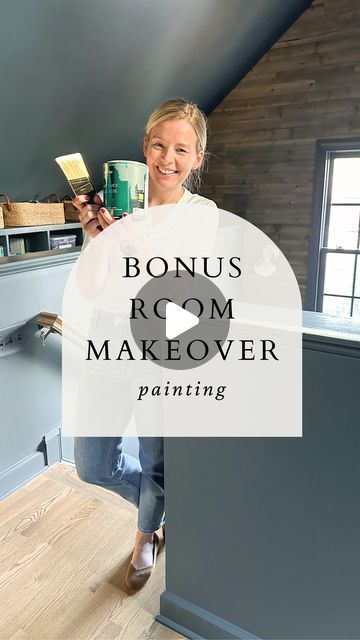 Home & Kind on Instagram: "This week I’m sharing all the pieces leading up to the final transformation of our bonus room and I’m giddy about it! I can’t wait for you to see the finished room. But first things first: paint. It was a bit controversial, but I really went for something different in here and did a dark, moody blue on EVERYTHING. The color is Behr Blue Metal that I got at Home Depot. It was quite the undertaking (especially all the trim work), but I love how it turned out and how cozy and inviting it feels. I’ll link this color + all my painting must-haves in stories! What do you think? Did I win you over by the end? Or are you still a little unsure of the color?" Home Depot Paint Colors Bedrooms, Behr Blue Metal, Moody Bonus Room, Bonus Room Paint Colors, Boys Room Paint Colors, Behr Blue, Bonus Room Bedroom, Boys Bedroom Colors, Boy Room Paint