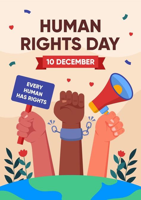 Human Rights Background, Background Design Ideas, Celebration Poster, Human Rights Day, Advertisement Poster, Vector Typography, Design Advertisement, Poster Human, Bird Houses Diy