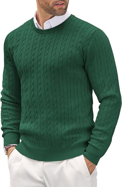 【QUALITY FABRIC】This crewneck sweater made of high-quality and ployester blend fabric. Soft, cozy, skin-friendly, durable and stretchy. Bring you a warm and comfortable wearing experience throughout the colder days.Fine details make this sweater an on-trend essential and eye catching.
【FEATURES】This mens lightweight knitted sweater featuring a classic crew neckline, long sleeves, regular fit, cable knit, ribbed cuffs and hem with twist patterned, solid color.Solid color makes these men’s cable Old Money Outfits Men, Sweater Polo, Twist Pattern, Knit Bottom, Mens Fashion Fall, Bottoming Shirt, Men's Knit, Pullover Designs, Casual Fall Outfits