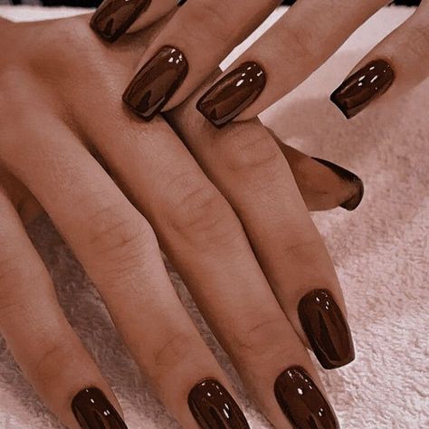 Brown Natural Nails, Brown Gel Nails Short, Dark Neutral Nails, Deep Brown Nails, Dark Chocolate Nails, Espresso Nails, Dark Brown Nails, Pink Tip Nails, Brown Nail Polish