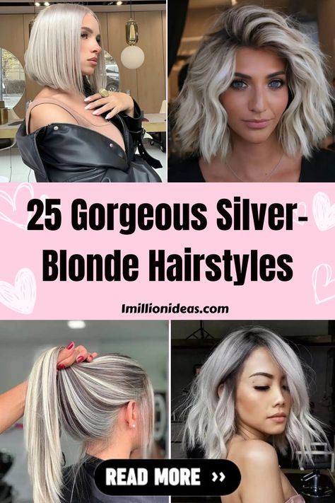 Silver-blonde might not go with every skin complexion, but there is no denying that this hair color looks stunning on people who… Platinum Blonde With Grey Highlights, White Gray Hair Color Icy Blonde, Blonde Hair Turning Gray, Going From Blonde To Gray, Blending Blonde And Gray Hair, Going Blonde To Cover Grey, Silver And Blonde Hair, Gray Highlights On Blonde Hair, Blonde Gray Blending