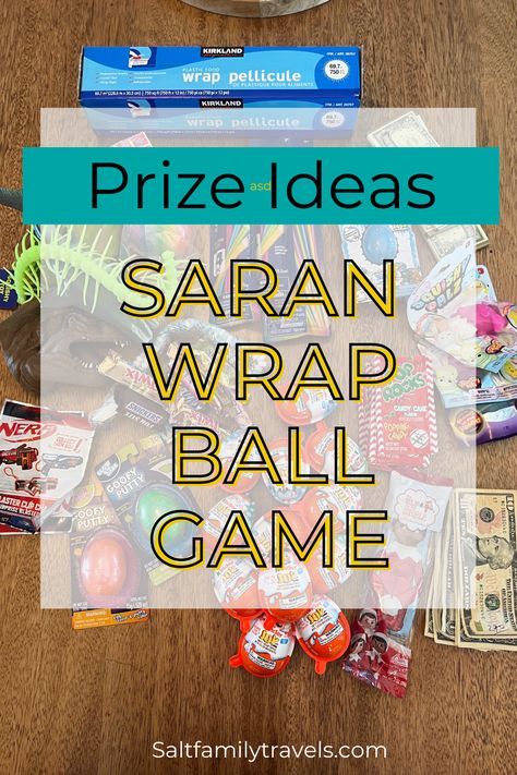 This party game is fun for any occasion and any age! The saran wrap ball game can be played for Christmas, birthdays, or any party. Our guide has how to make the saran wrap ball plus different prize ideas for kids and adults! Saran Wrap Game Gift Ideas, Wrap Game Saran, Duran Wrap Ball Game, How To Make A Saran Wrap Ball Game, Christmas Ball Game Saran Wrap Items, Saran Wrap Ball Game Prizes For Adults, How To Play Saran Wrap Ball Game, Poke A Tree Gift Ideas, Gift Ideas For Saran Wrap Ball Game