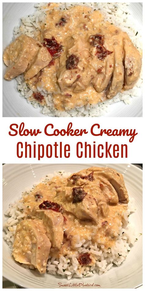 SLOW COOKER CREAMY CHIPOTLE CHICKEN - One of the best slow cooker meals I have made to date. So delicious, loaded with flavor and a cinch to make – add Creamy Chipotle Chicken to your must-try list! Chipotle Chicken Crockpot, Creamy Chipotle Chicken, Chipotle Recipes Chicken, Creamy Crockpot Chicken, Slow Cooker Meals, Healthy Chicken Recipes Easy, Chicken Crockpot, Chipotle Chicken, Cream Cheese Chicken