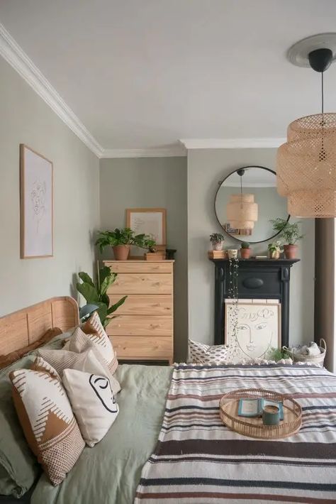 What Colour Goes With Sage Green? - Emily May Bedroom Chimney Breast, Sage Bedroom, Diy Upholstery, Sage Green Bedroom, Upholstery Projects, Bilik Tidur, Redecorate Bedroom, Green Rooms, Bedroom Green