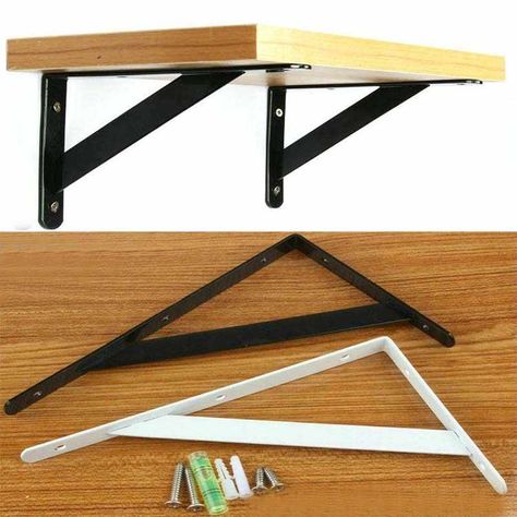 2 Pack 8 20Inch White Triangle Folding Angle Bracket Adjustable Wall Mounted Durable Bearing Shelf Bracket DIY Home Table Bench| | - AliExpress Diy Shelf Brackets, Corner Brackets, Metal Shelf Brackets, Corner Brace, Triangle Shelf, Shelf Holders, Angle Bracket, Metal Shelf, Shelf Bracket