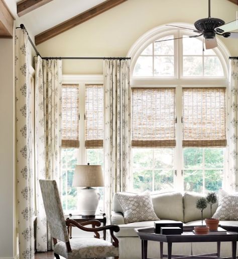 Arched Window Treatments, Palladian Window, Window Treatments Ideas, Pretty Living Room, Diy Window Treatments, Window Treatments Living Room, Living Room Windows, Blue Living Room, Arched Windows