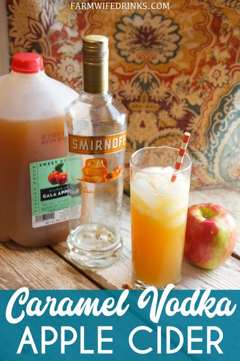 Caramel Apple Cider Cocktail is the perfect fall cocktail that lets you enjoy fresh apple cider with caramel vodka making this caramel vodka apple cider my new favorite cocktail of fall. #Vodka #AppleCider #Fall #Cocktails Carmel Vodka Apple Cider Fall Drinks, Thanksgiving Day Drinks Alcohol, Caramel Vodka Apple Cider, Caramel Apple Cider Cocktail, Fire Cocktails, Vodka Apple Cider, Cointreau Cocktail, Campari Cocktail, Apple Cider Punch