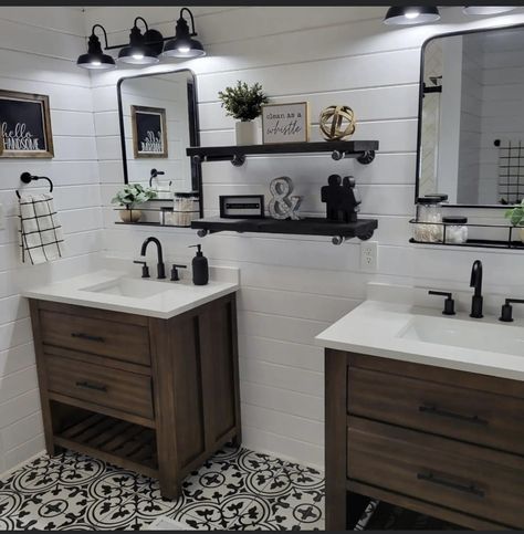 Tiny Powder Room, Small Bathroom Paint, Tiny Bathroom Ideas, Cabin Bathrooms, Cottage Bathroom, Small Bathroom Ideas On A Budget, Tiny Bathrooms, Floor To Ceiling, Basement Bathroom