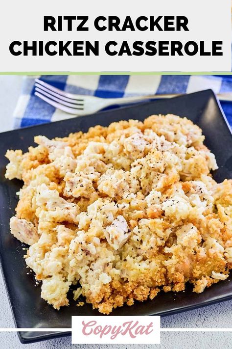 This delicious Ritz Cracker Chicken Casserole with rice and cream of chicken or mushroom soup is the perfect comfort food for any occasion. Get the easy recipe and find out how to make the best casserole with tender chicken, fluffy rice, creamy soup, and a crispy Ritz cracker topping. This chicken casserole is sure to be a crowd-pleaser. Serve it for dinner tonight and watch everyone come back for seconds! Cracker Chicken Casserole, Ritz Cracker Chicken Casserole, Ritz Cracker Chicken, Chicken Casserole Recipes, Cracker Chicken, Best Easy Dinner Recipes, Easy Chicken Casserole Recipes, Cracker Toppings, Chicken Casserole Recipe