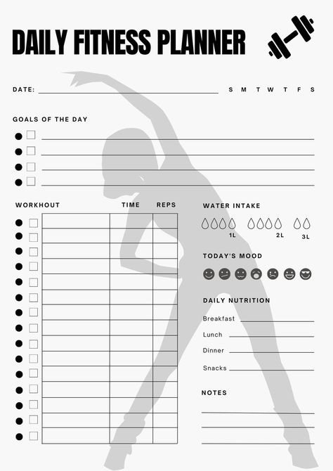 Sport Planner, Work Out Planner, Gym Diary, Daily Fitness Planner, Fitness Diary, Planner Writing, Fitness Planner Printable, Weight Tracker, Life Management