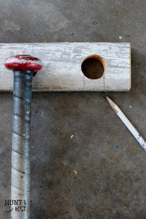 Use scrap wood to store all the baseball bats you have lying around with this handy DIY baseball bat rack! Baseball Bat Rack Diy, Baseball Bat Holder Diy, Baseball Bat Display Ideas, Baseball Shelf, 2016 Bedroom, Baseball Bat Holder, Sports Cave, Baseball Bat Rack, Baseball Bat Display