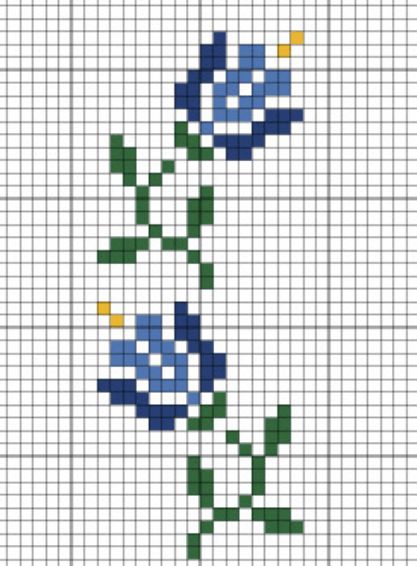 blue flowers cross stitch Vine Cross Stitch Pattern, Cross Stitch Vine Border, How To Do Cross Stitch Embroidery, Easy Flower Cross Stitch Pattern, Cross Stitch Border, Embroidery Blue, Flowers Cross Stitch, Cross Stitch Border Pattern, Tiny Cross Stitch