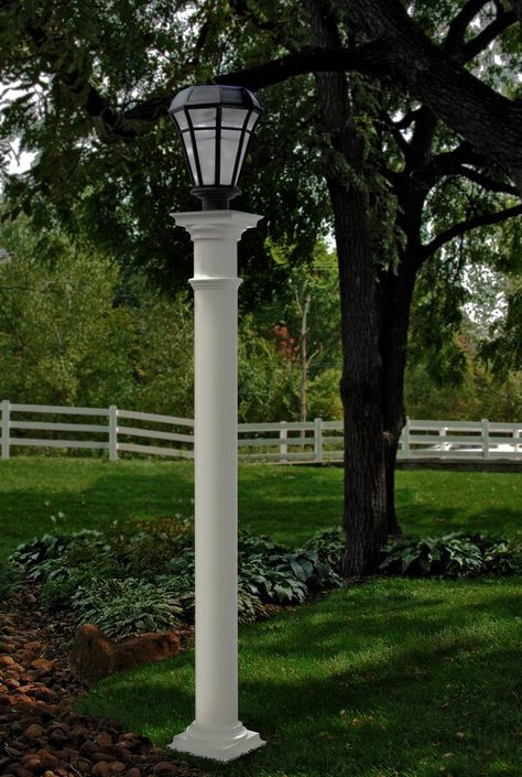 Tuscan Column, Outdoor Lamp Post, New England Arbors, Front Yard Decor, Post Cover, Outdoor Lamp Posts, Driveway Entrance, Bohemian Garden, Round Lamp