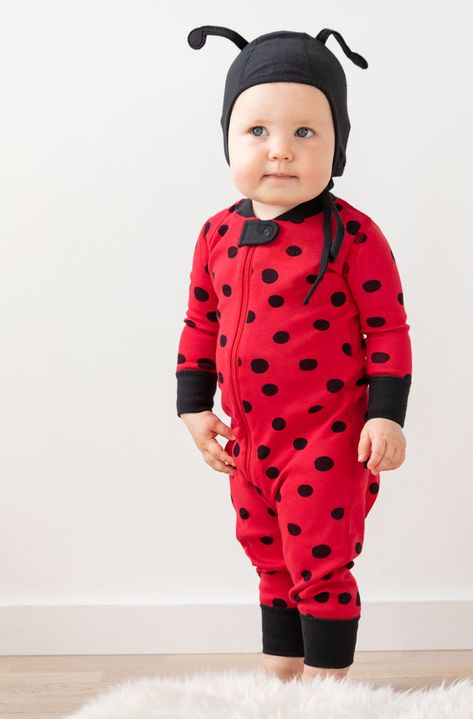 our ladybug organic cotton sleeper makes for a cute first Halloween costume Baby Ladybug Costume, Ladybug Costume, Baby Ladybug, Pajama Costume, Toddler Accessories, Baby E, Best Pajamas, Matching Family Pajamas, Night Night