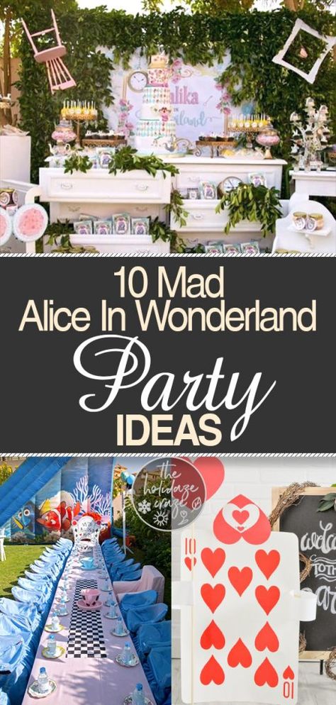 10 “Mad” Alice In Wonderland Party Ideas | Party Ideas, DIY Party Ideas, Alice In Wonderland Party, Party Ideas Birthday, Birthday Party Ideas, Birthday Party #party #partyplanning #partyideas #partydecor #birthdayparty Alice In Womderland Games, Indoor Alice In Wonderland Party, Alice In Wonderland Tea Party Decorations Diy, Alice In Wonderland Party Games For Adults, National Mad Hatter Day, Alice In Wonderland Tea Party Birthday Decorations, Alice In Wonderland Topiary, Unbirthday Tea Party, Alice In Wonderland Birthday Games