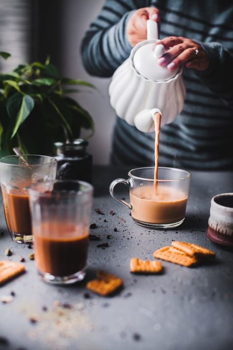 Indian Masala Chai (Spiced Milk Tea) | Playful Cooking #tea #foodphotography #masalachai #chai #latter #indian Pouring Drink, Spiced Milk, Indian Masala Chai, Chai Tea Recipe, Indian Masala, Masala Chai, Chai Spice, Tea Brands, Coffeehouse