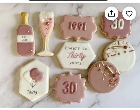 Microbiology Cookies, Custom Birthday Cookies, 30th Birthday Cake For Women, Pink Bday, Thirty Party, 30th Ideas, 30th Birthday Ideas For Women, 30th Bday Party, 30th Birthday Themes