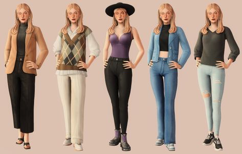 LookBook NO CC #2 Sims 4 Base Game Outfits Ideas, Sims Legacy Challenge, Cc Lookbook, Sims Lookbook, Sims Challenge, Sims Inspiration, Outfits Female, Sims 4 Mm Cc, Tumblr Sims 4