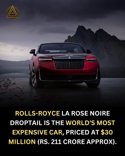 Rolls-Royce La Rose Noire Droptail is the world's most expensive car, priced at $30 million (Rs. 211 crore approx). #cars #car #carsofinstagram #carporn #bmw #auto #carlifestyle #rollsroycecullinan #carphotography #photography #supercars #ford #jdm #carswithoutlimits #automotive #mercedes #audi #porsche #ferrari #rollsroycephantom#instacar #rollsroyceghost #m #luxury #luxurylifestyle #racing #supercar #instacars #toyota Rolls-royce La Rose Noire Droptail, Expensive Car, Rolls Royce Cullinan, Rolls Royce Phantom, Most Expensive Car, La Rose, Car Prices, Expensive Cars, Car Photography