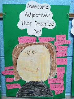 Awesome Adjectives that Describe Me - writing idea Teaching Adjectives, Good Adjectives, Adjectives Activities, 1st Grade Writing, First Grade Writing, Teaching Grammar, 2nd Grade Reading, First Grade Reading, Descriptive Writing