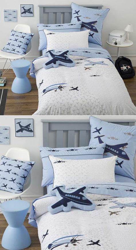 Airplane Room For Boys, Airplane Bedroom For Boys, Airplane Themed Bedroom, Plane Quilt, Airplane Bedroom, Airplane Boys Room, Airplane Room, Bed Linen Australia, Kids Bed Linen