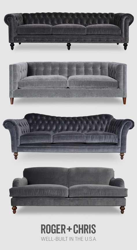 Velvet Couch Living Room, Gray Velvet Couch, Chesterfield Sofa Living Room, Velvet Sofa Living Room, Sofa Chesterfield, Velvet Sofas, Furnitur Ruang Keluarga, Grey Velvet Sofa, Velvet Furniture