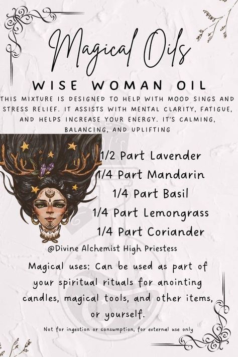 Magical Oils, Essential Oil Perfume Blends, Magick Oil, Magic Oil, Goddess Spirituality, Goddess Magick, Essential Oil Perfumes Recipes, Magic Dust, Essential Oil Diffuser Blends Recipes