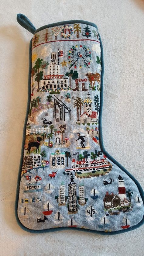 Custom needlepoint Christmas stocking. Delivery 2029 | Etsy Needlepoint Stocking, Needlepoint Christmas Stocking, Christmas Needlepoint, Unique Stockings, Cross Stitch Stocking, Needlepoint Ideas, Christmas Basket, Stocking Designs, Needlepoint Stockings