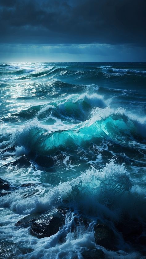 Ocean Sky Aesthetic, Colors Of The Ocean, Ocean Storm Wallpaper, Ocean Waves Aesthetic, Waves From Above, Ocean Waves Wallpaper, Nature Wallpaper Iphone, Deep Underwater, Ocean Waves Photography