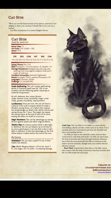 Cat Sith Black Cat Familiar Dnd, Dnd Imp Familiar, Cat Druid Dnd, Dnd Moss Kitten, Dnd Magical Creatures, Quasit Familiar Dnd, Dnd Magic Creatures, Moss Kitten Dnd, D&d Creatures Monsters