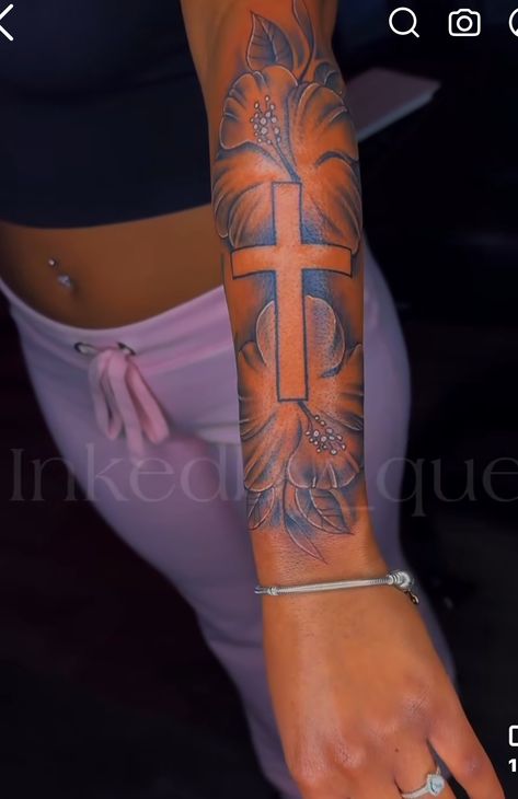 Cross Women Tattoo, Woman Cross Tattoo, Christian Tattoo Sleeve Women, Cross Sleeve Tattoos For Women, Christian Arm Tattoos For Women, Cross Arm Tattoo, Christian Tattoos For Women Sleeve, Christian Sleeve Tattoos For Women, Christian Tattoo Sleeve